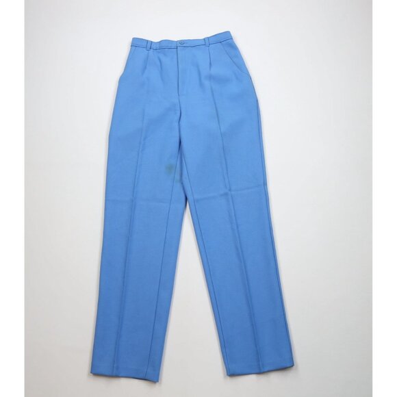 Vintage 70s 80s Levis Womens 12 Distressed Knit Pleated Chino Pants Blue USA - Picture 1 of 16